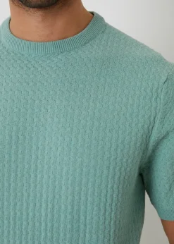 Threadbare Soft Green Textured Front Knitted T-Shirt