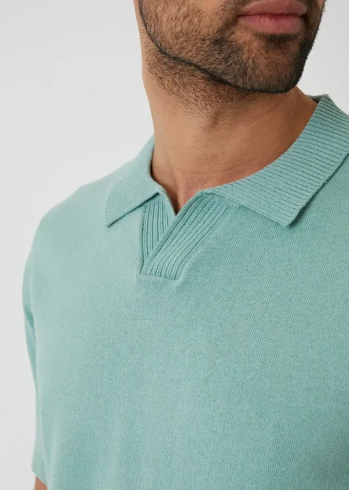 Threadbare Soft Green Trophy Neck Short Sleeve Knitted Polo
