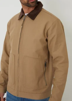Threadbare Stone Cotton Corduroy Collar Lightweight Jacket