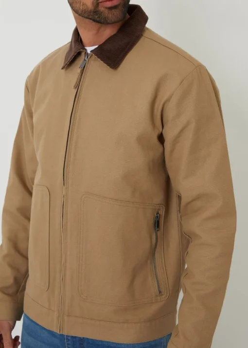 Threadbare Stone Cotton Corduroy Collar Lightweight Jacket