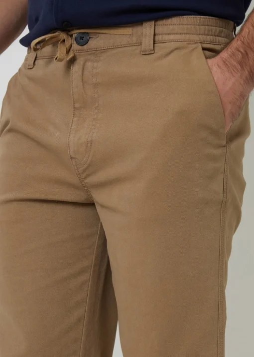 Threadbare Stone Cotton Elasticated Waist Chino Trousers