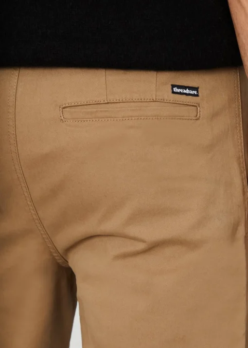 Threadbare Stone Cotton Straight Leg Pleated Chino Trousers With Stretch