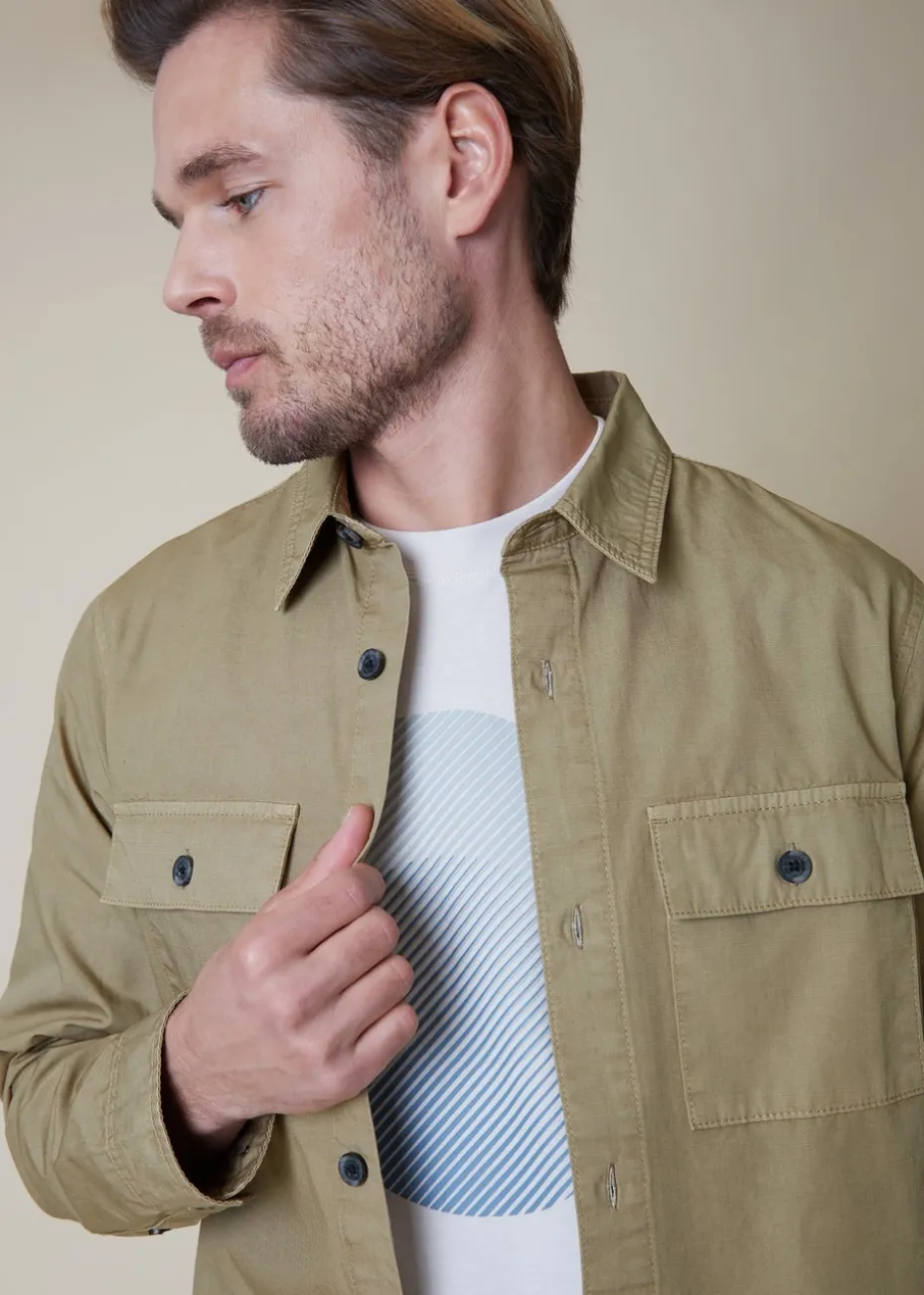 Threadbare Stone Lightweight Cotton Shacket