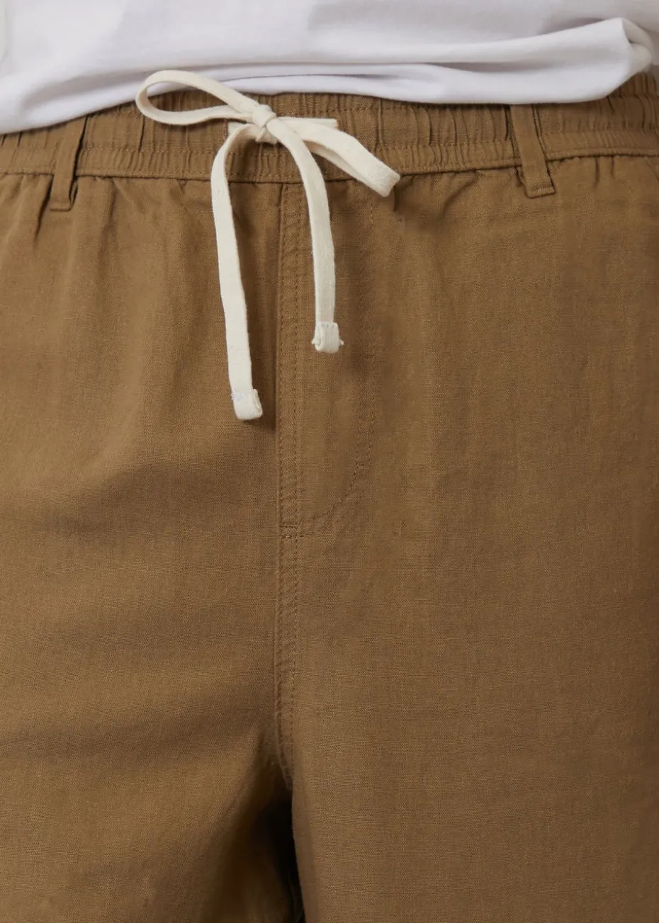 Threadbare Stone Linen Blend Loose Fit Trousers
