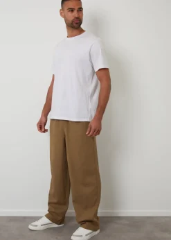 Threadbare Stone Linen Blend Loose Fit Trousers