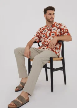 Threadbare Stone Linen Blend Trousers