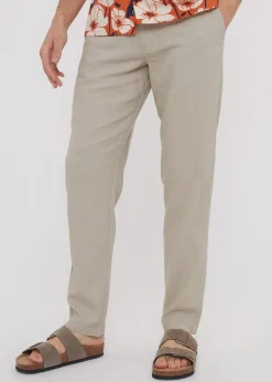 Threadbare Stone Linen Blend Trousers