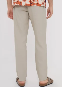 Threadbare Stone Linen Blend Trousers