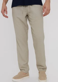 Threadbare Stone Linen Blend Drawcord Trousers