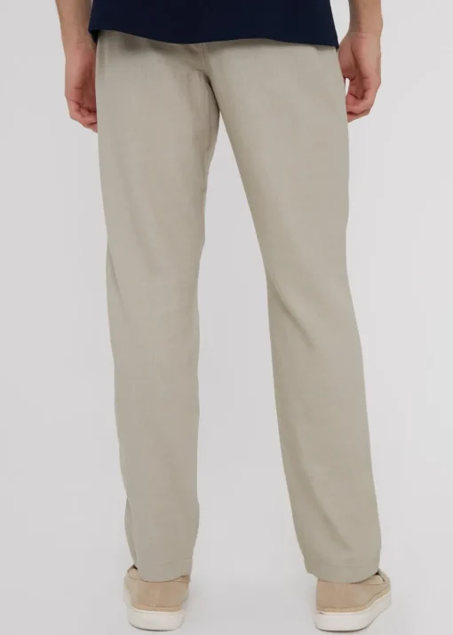 Threadbare Stone Linen Blend Drawcord Trousers