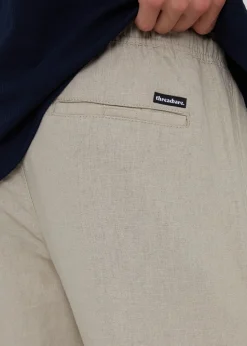 Threadbare Stone Linen Blend Drawcord Trousers