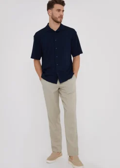 Threadbare Stone Linen Blend Drawcord Trousers