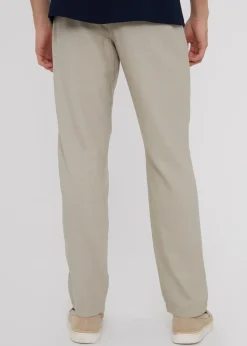 Threadbare Stone Linen Blend Drawcord Trousers