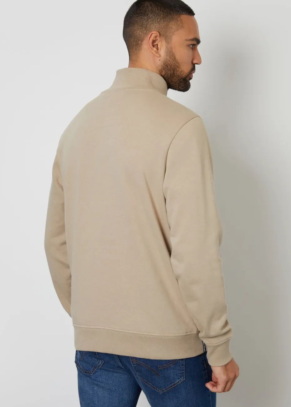 Threadbare Stone Mens Stone Quarter Zip Sweatshirt