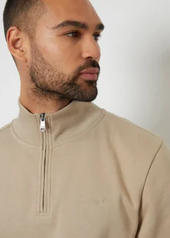 Threadbare Stone Mens Stone Quarter Zip Sweatshirt