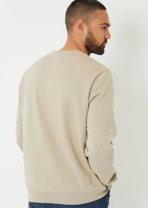 Threadbare Stone Mock T-Shirt Crew Neck Sweatshirt