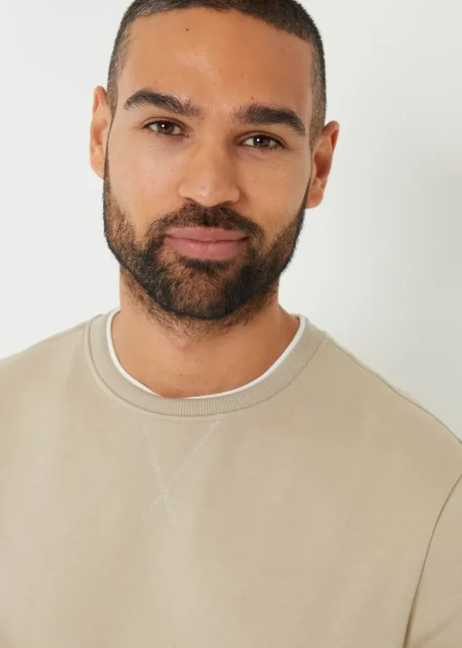 Threadbare Stone Mock T-Shirt Crew Neck Sweatshirt