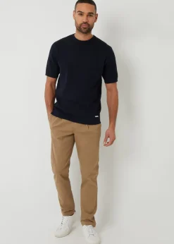 Threadbare Stone Relaxed Fit Cotton Chino Trousers With Stretch
