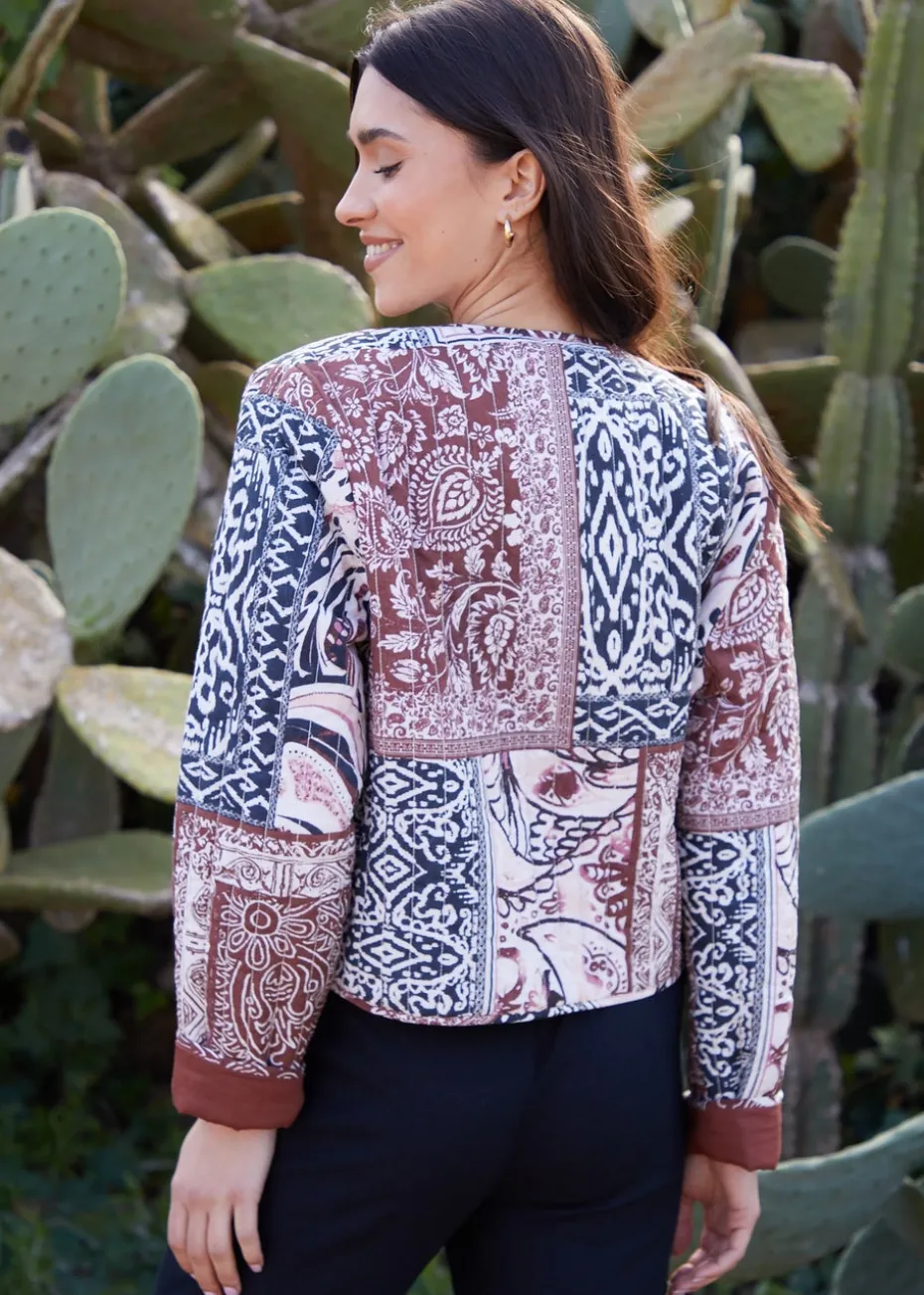 Threadbare Terracotta Embroidered Quilted Jacket