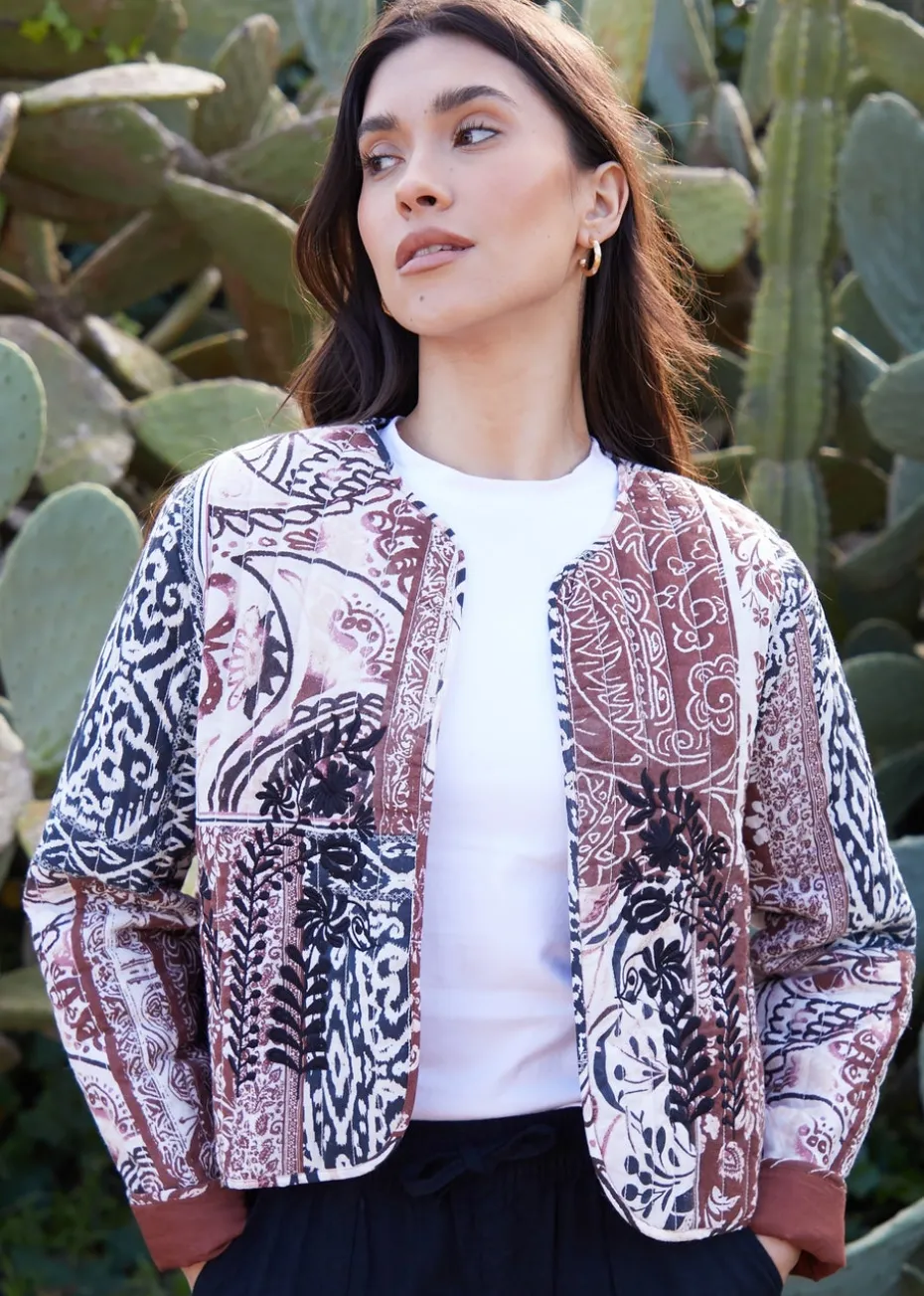 Threadbare Terracotta Embroidered Quilted Jacket