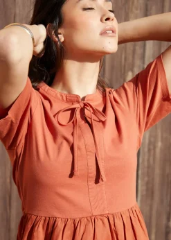 Threadbare Terracotta Tiered Jersey Poplin Mini Dress