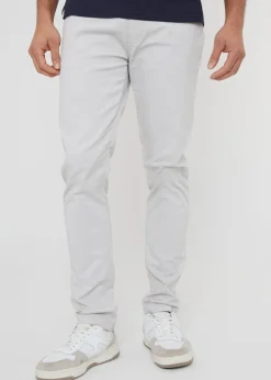 Threadbare White Cotton Slim Fit Chino Trousers With Stretch