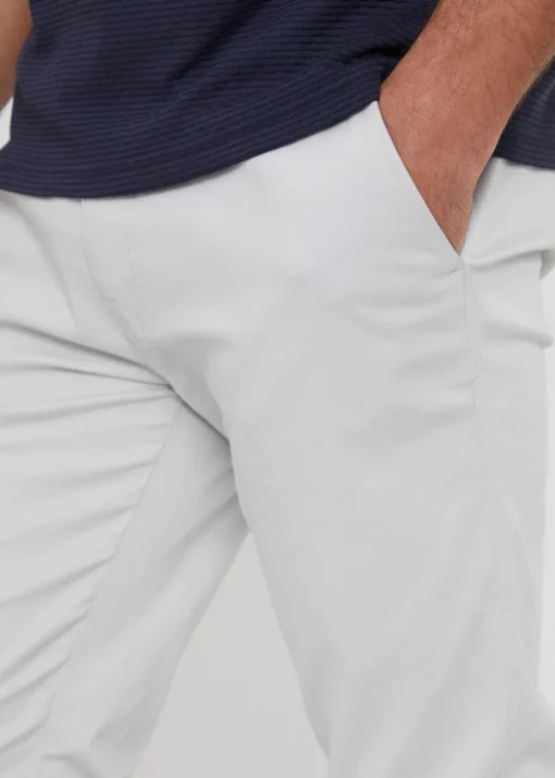 Threadbare White Cotton Slim Fit Chino Trousers With Stretch
