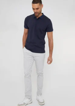 Threadbare White Cotton Slim Fit Chino Trousers With Stretch