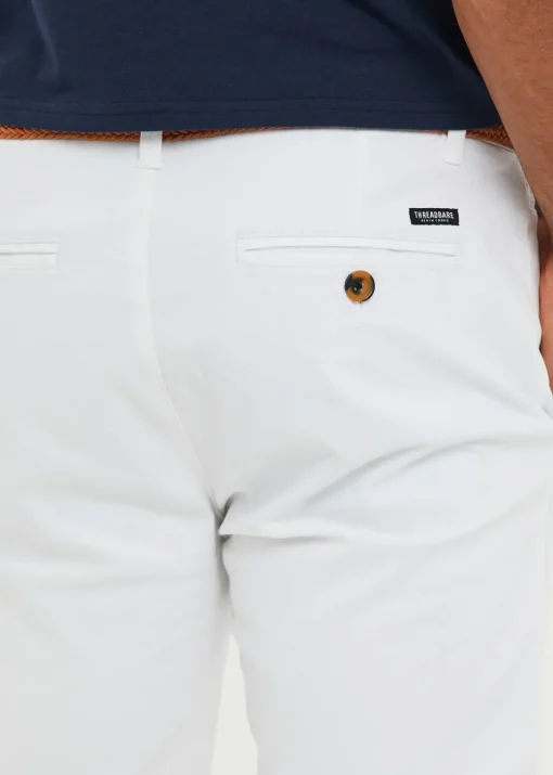 Threadbare White Cotton Turn-Up Chino Shorts with Woven Belt