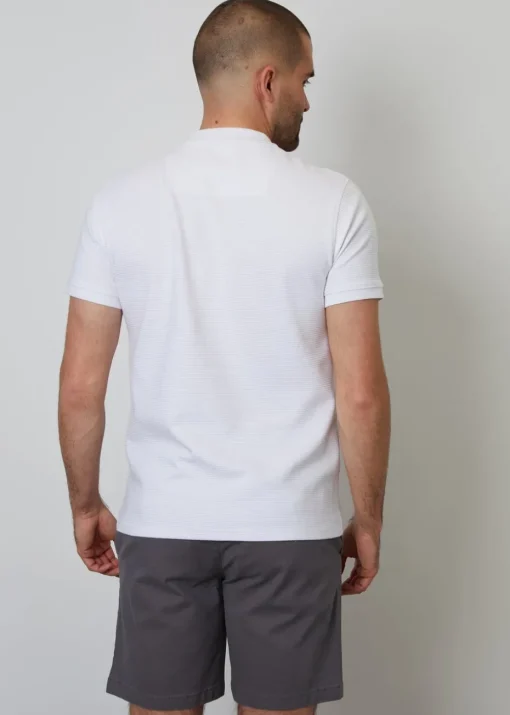 Threadbare White Ottoman Rib Textured Cotton Polo Shirt