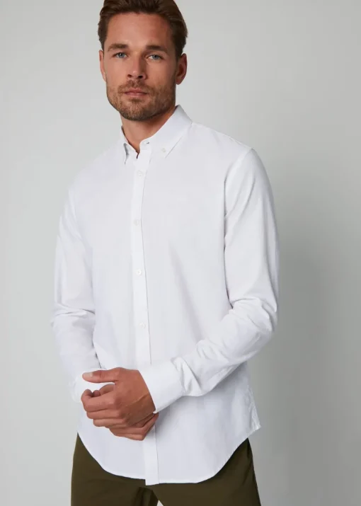 Threadbare White Oxford Cotton Long Sleeve Shirt