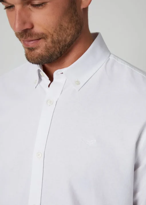 Threadbare White Oxford Cotton Long Sleeve Shirt
