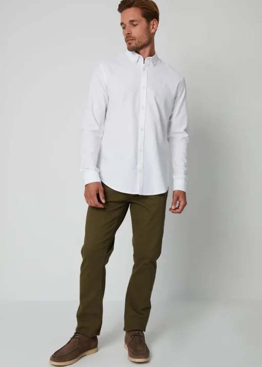 Threadbare White Oxford Cotton Long Sleeve Shirt