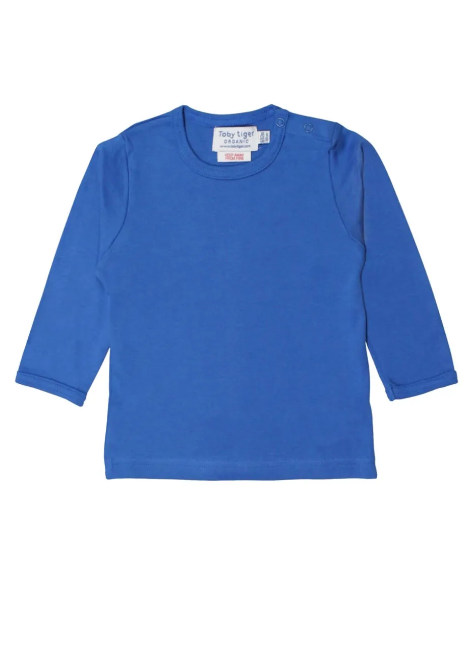 Toby Tiger Boys Organic Blue Basic Long Sleeved T-Shirt (6 Months-8 Years)