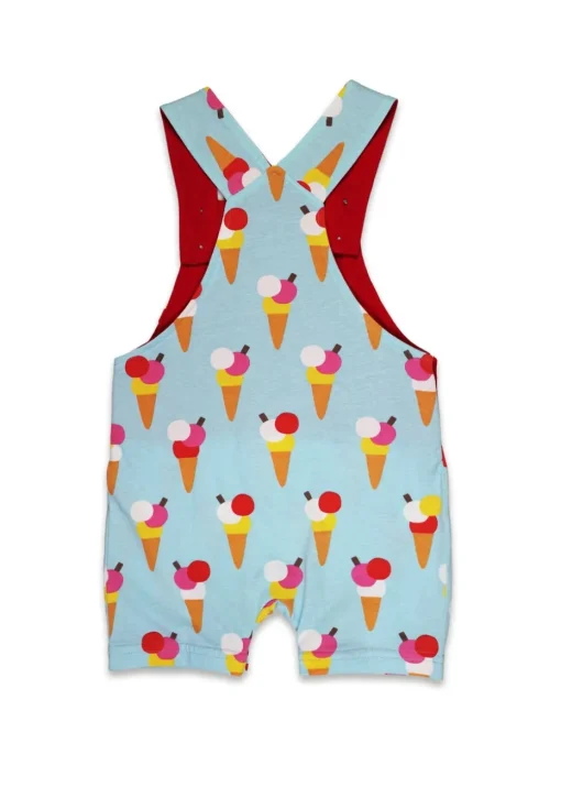 Toby Tiger Organic Blue Ice Cream Print Dungaree Shorts (3  months - 4 years)