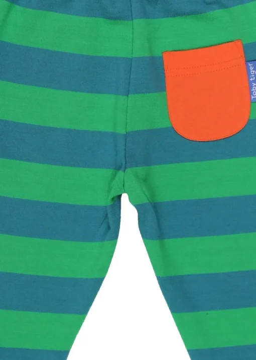 Toby Tiger Organic Green Striped Joggers (3 months - 6 years)