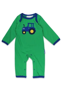 Toby Tiger Organic Green Tractor Applique Sleepsuit (Newborn - 12 months)