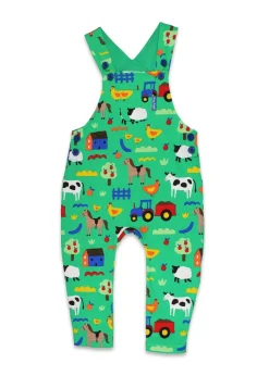 Toby Tiger Organic Green Farm Print Dungarees (3  months - 4 years)