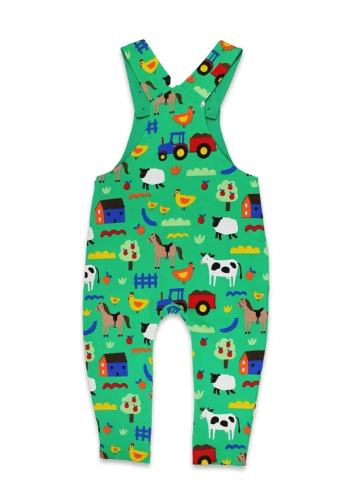 Toby Tiger Organic Green Farm Print Dungarees (3  months - 4 years)