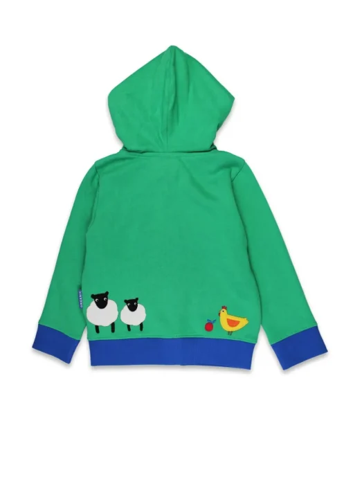 Toby Tiger Organic Green Farm Applique Hoodie (6 months - 6 years)