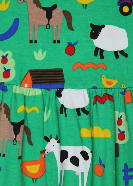 Toby Tiger Organic Green Farm Print Summer Dress (12 months - 8 years)