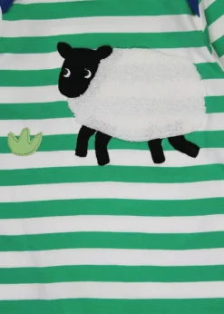 Toby Tiger Organic Green Sheep Applique Sleepsuit (Newborn - 12 months)