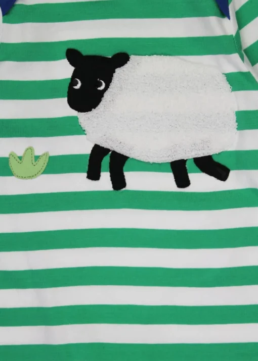 Toby Tiger Organic Green Sheep Applique Sleepsuit (Newborn - 12 months)