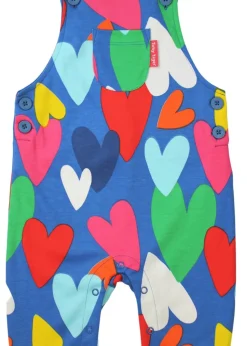 Toby Tiger Organic Multi Colour Heart Print Dungarees (3  months - 4 years)