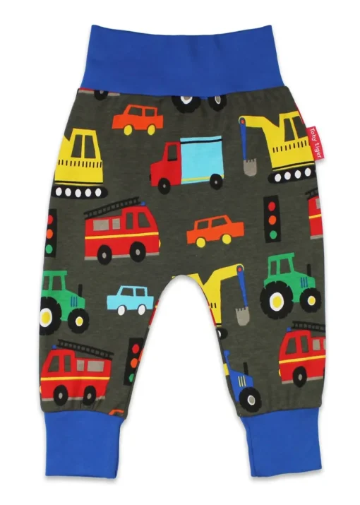 Toby Tiger Organic Multi Colour Transport Print Yoga Pants (Newborn - 3 years)