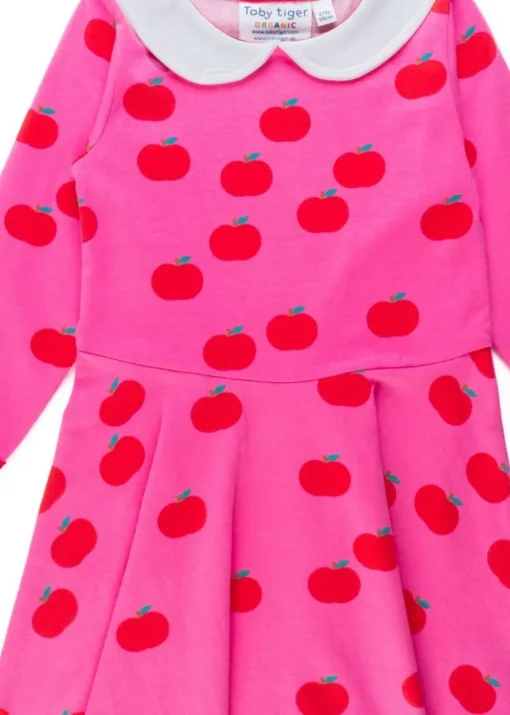 Toby Tiger Organic Pink Apple Print Long-Sleeved Skater Dress (12  months - 8 years)