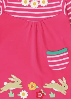 Toby Tiger Organic Pink Bunny Applique T-Shirt Dress (6 months - 6 years)