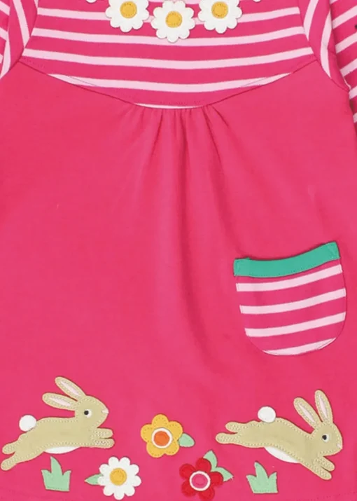 Toby Tiger Organic Pink Bunny Applique T-Shirt Dress (6 months - 6 years)