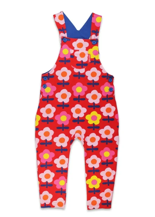 Toby Tiger Organic Pink Flower Print Dungarees (3  months - 4 years)