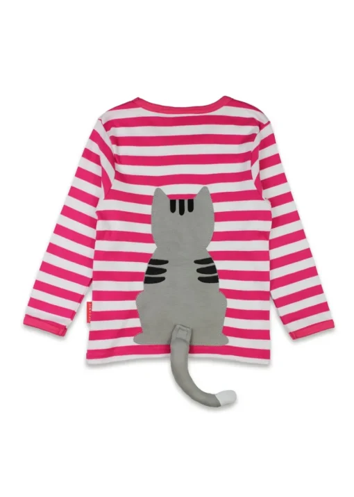 Toby Tiger Organic Pink Kitten Applique Long-Sleeved T-Shirt (6 months - 8 years)